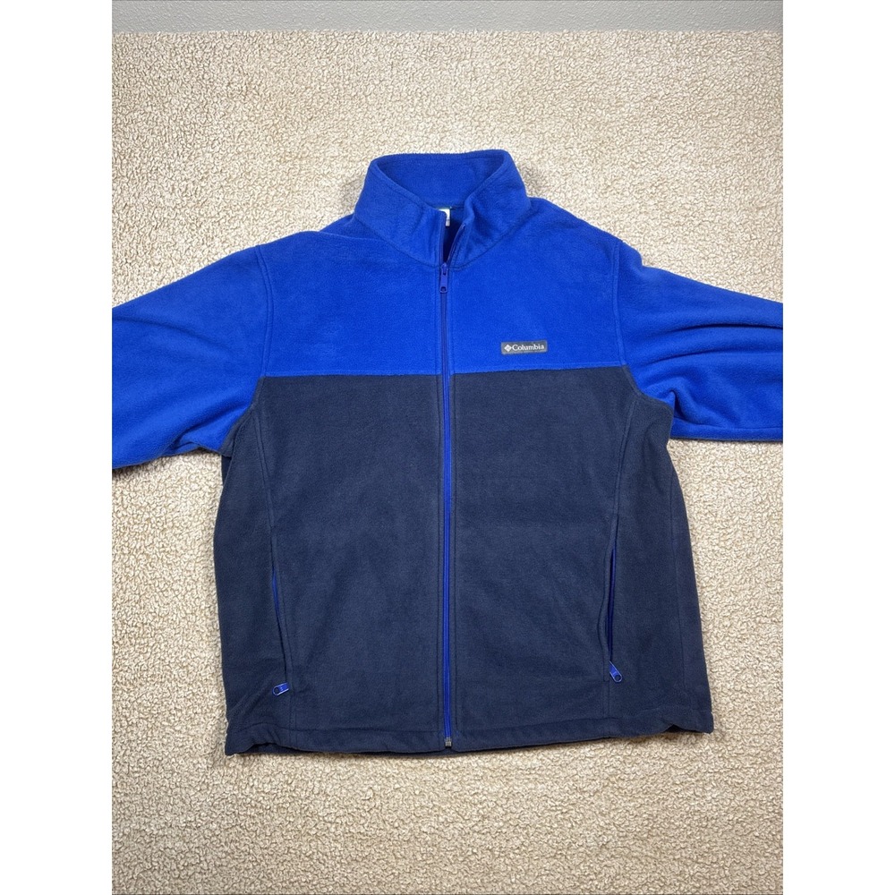 Columbia Fleece Two Toned Blue Full Zip Jacket Men's Size XL Zip Pockets